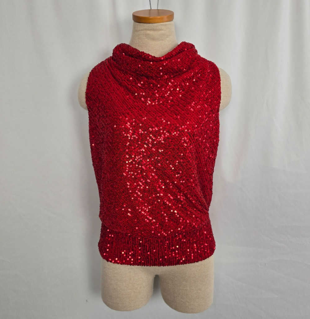INC International Concepts Halter Cowl Neck Blouse Women's S Red NWT
